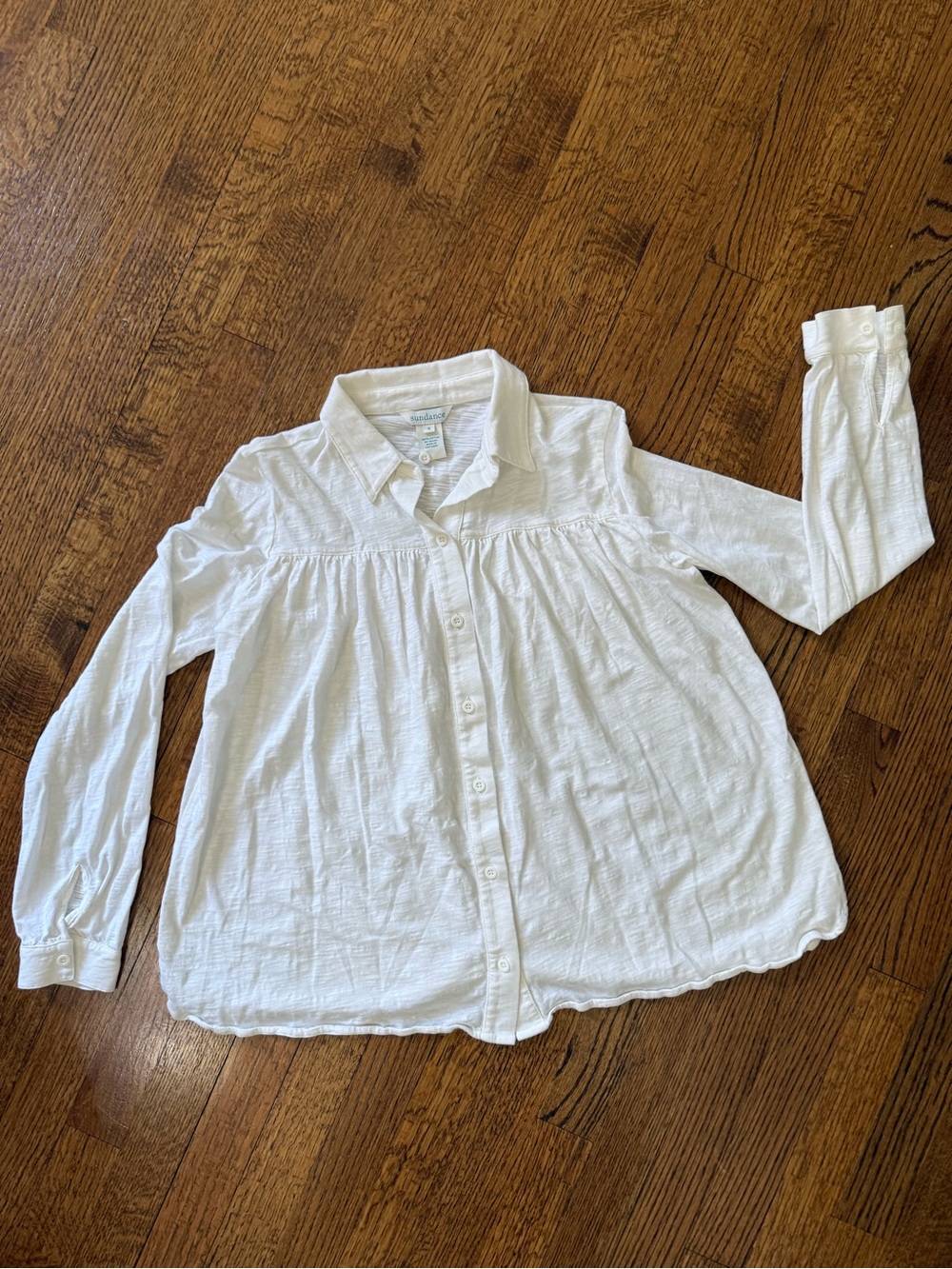 Sundance White Cotton Button-Up Blouse